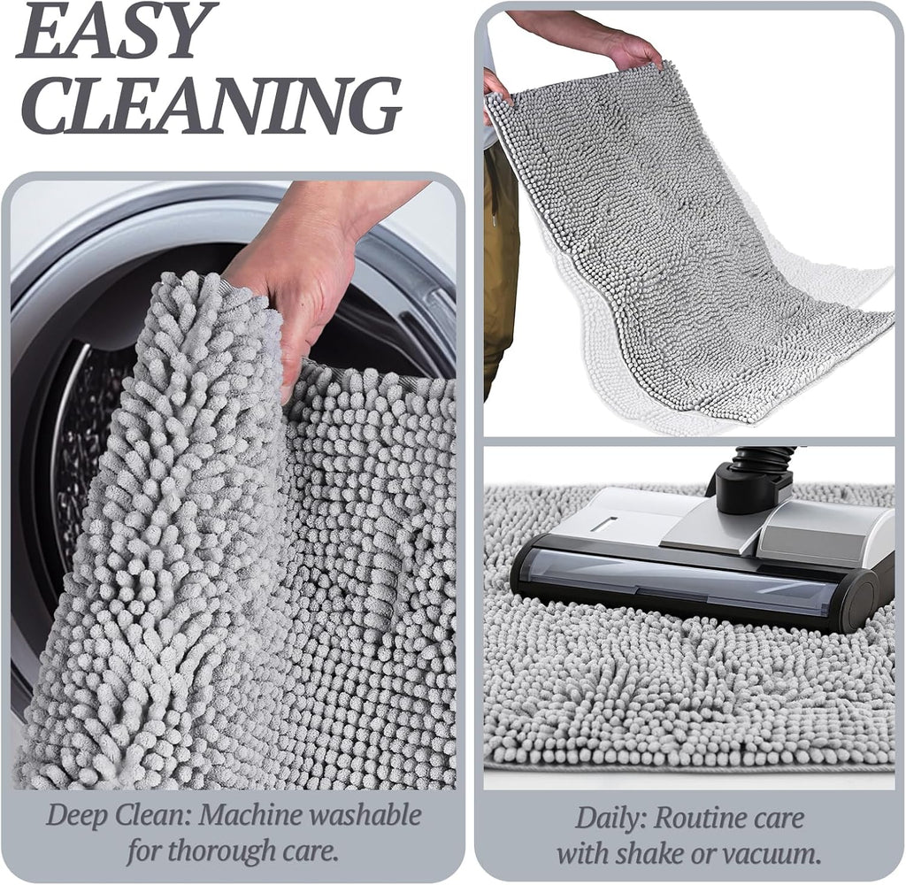 Dog Door Mat Absorpmax Dog Mat for Muddy Paw, 31 × 20", Grey | Mud Rug with Non Slip Backing for Indoor & Outdoor, Washable Soft Chenille anti Mud Waterproof