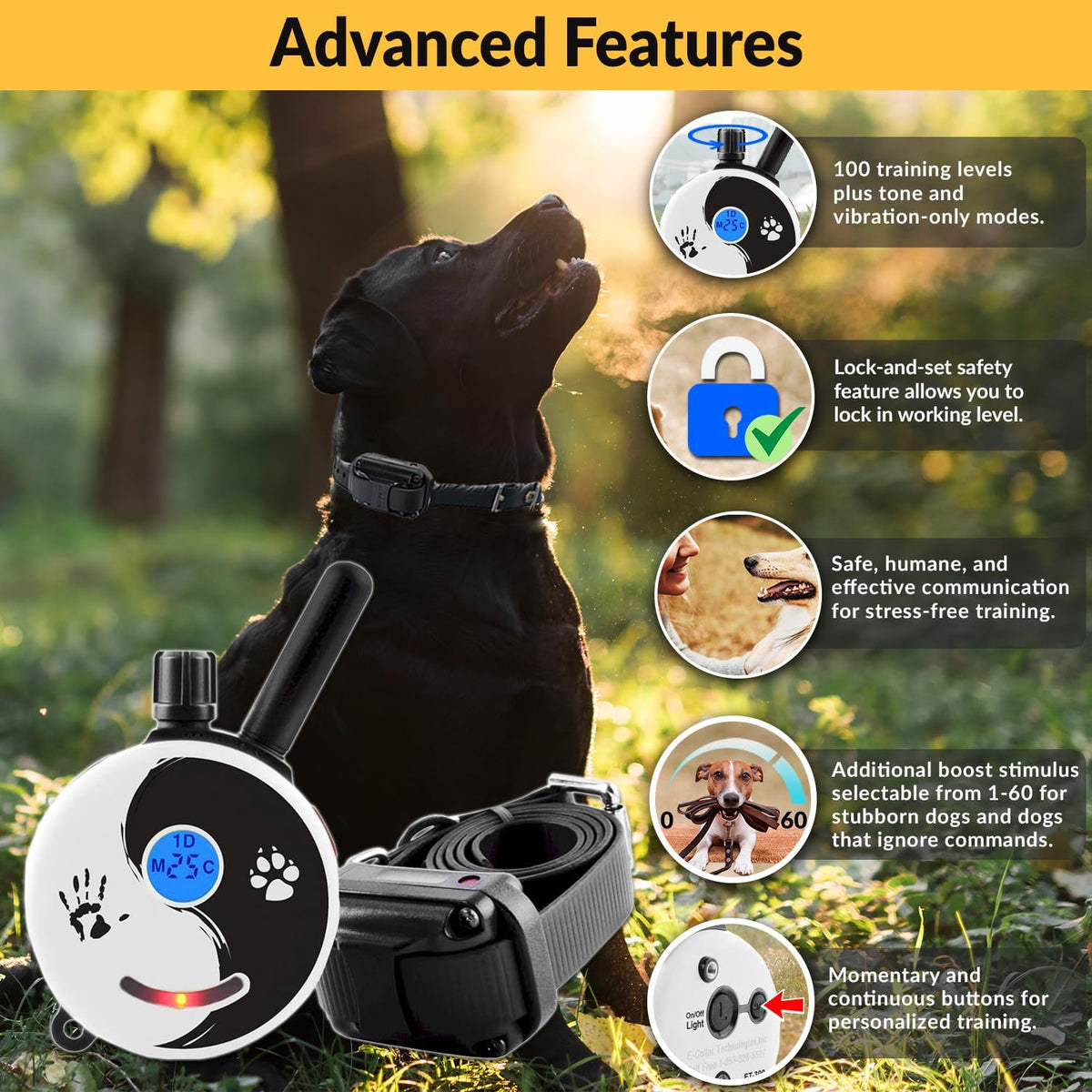 E-Collar Mini  ET-300 Remote Dog Training Collar, ZEN | 1/2 Mile Range, Waterproof & Rechargeable, 100 Levels + Vibration + Tone + Light, for 1 Dog Small to Medium
